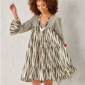 *NWT* Boho & So Fun! Charlie Paige Sz Medium Black White Baby Doll Pink Accents